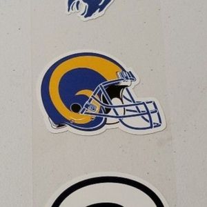 LOS ANGELES RAMS HIGH QUALITY 3 THROWBACK STICKERS ARE AROUND 3 TO 2 INCHES EACH